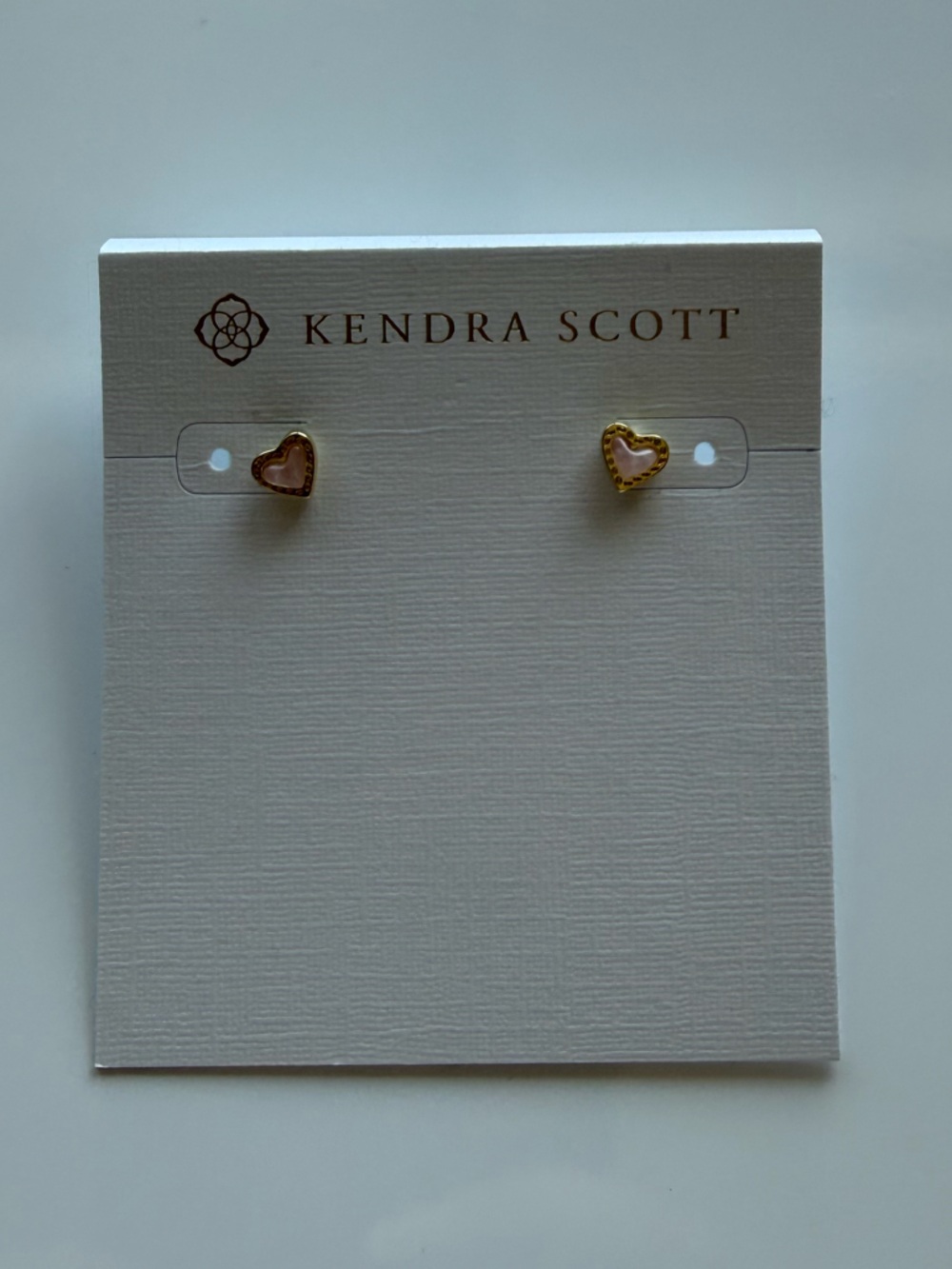 Kendra Scott Mini Air Heart Studs Gold Rose Quartz - Picture 2 of 3
